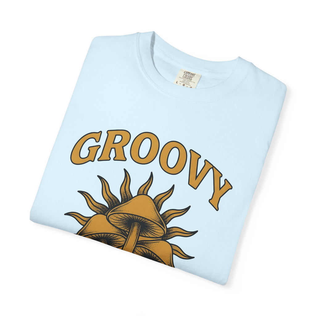 Mushroom Sun Shirt Psychedelic Hippie Gift Women Psychedelic Tee Fungus T-Shirt Trippy Fan Bohemian Graphic Tshirt Vintage Retro Text Tshirt