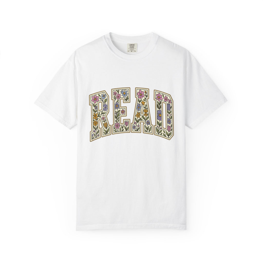 Flower Letter Design Shirt Teacher Literature Gift Women Bohemian Tee Alphabet T-Shirt Educator Enthusiast Book Graphic Vintage Garden