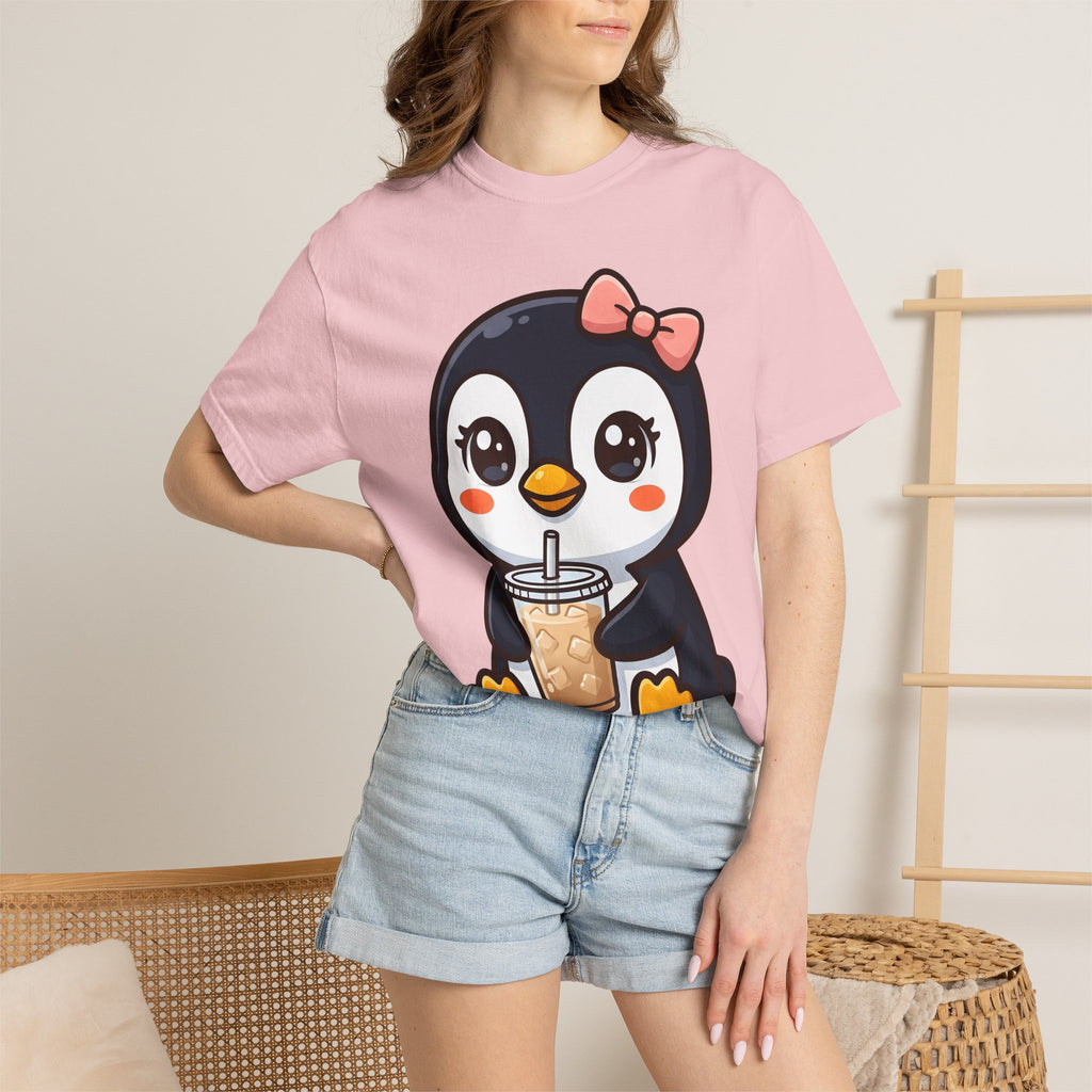 Penguin Mocha Shirt Coffee Critter Gift Women Sweet Tee Mocha T-Shirt Coffee Fan Cute Tshirt Creature Graphic Illustrated Knot Tshirt