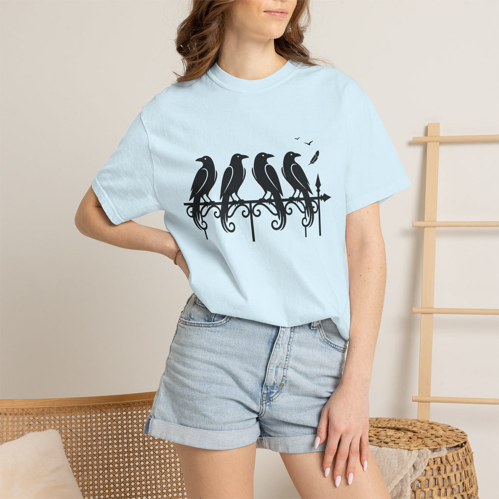 Blackbird Shape Shirt Halloween Wildlife Gift Women Eerie Tee Thrush T-Shirt Horror Fan Spooky Tshirt Animal Graphic Clean Metal Design