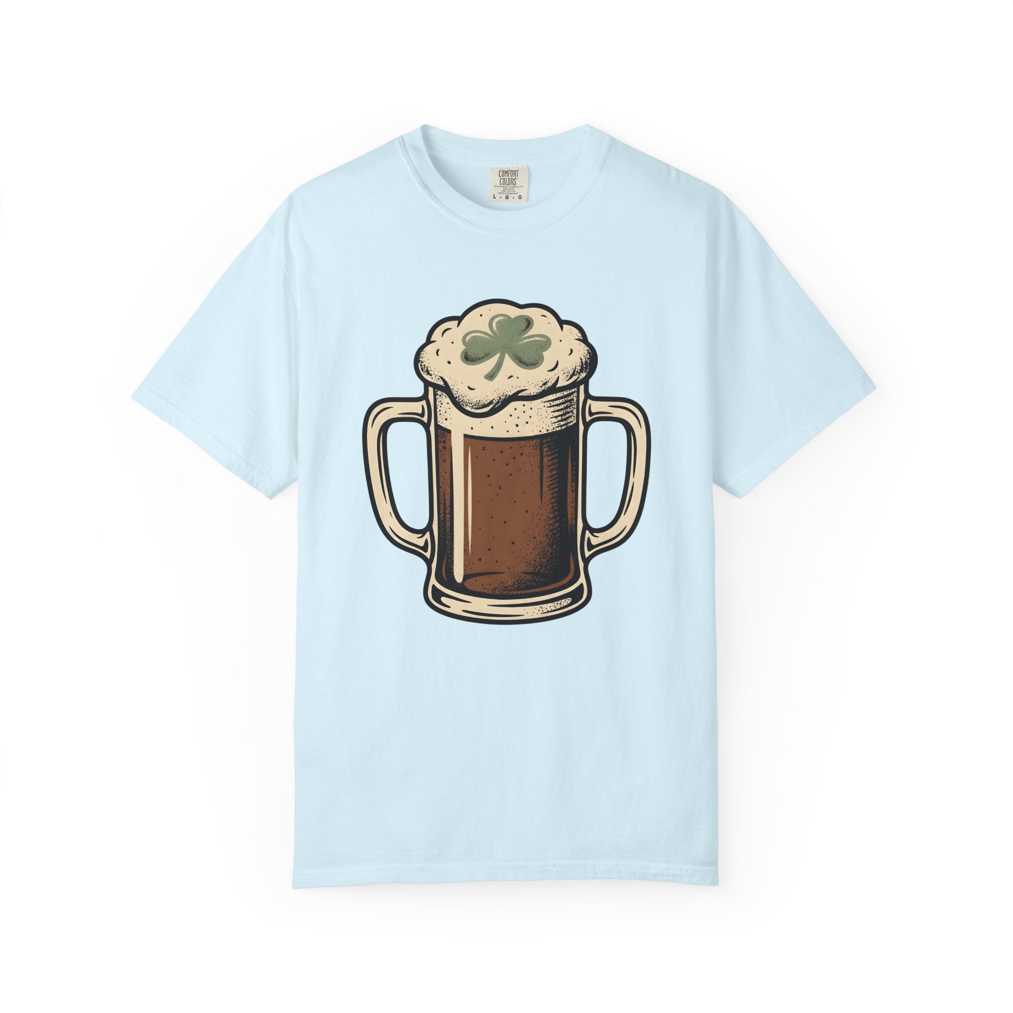 Beer Cup Shirt St Patrick's Day Brew Gift Women Old School Tee Pint Glass T-Shirt Beer Fan Mug Tshirt Brewery Graphic Line Art Lucky Clover