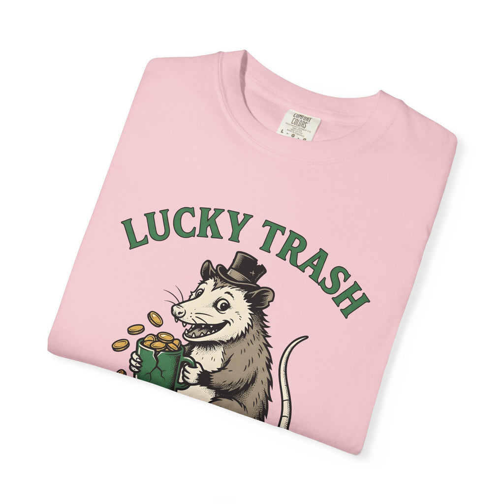 Opossum Leprechaun Shirt St Patrick's Day Funny Gift Women Sketch Tee Possum T-Shirt St Patricks Fan Drawing Graphic Humor Illustration Coin