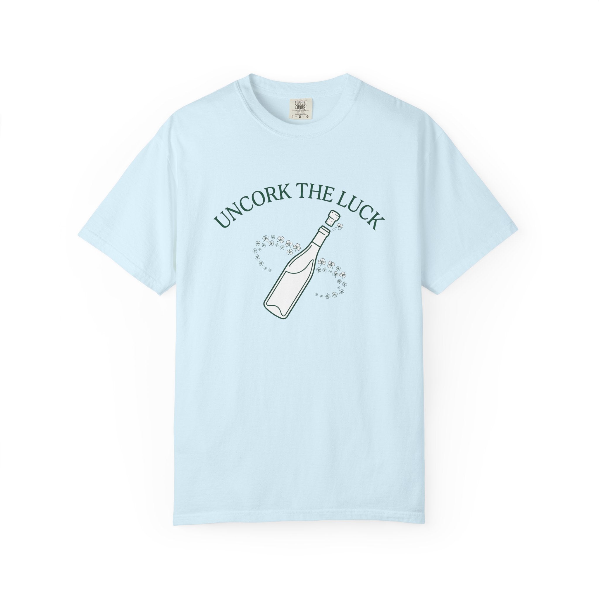 Champagne Bottle Shirt St Patrick's Day Alcohol Gift Women Simple Tee Champagne T-Shirt Irish Fan Vintage Tshirt Boozy Graphic Retro Clover
