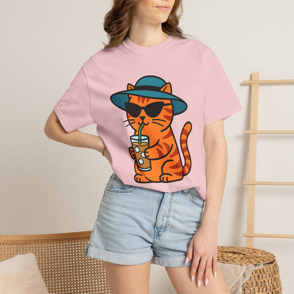 Cat Shades Shirt Animals Beach Gift Women Comic Tee Sunglasses T-Shirt Pet Fan Cartoon Tshirt Coastal Graphic Chibi Cold Brew Tshirt