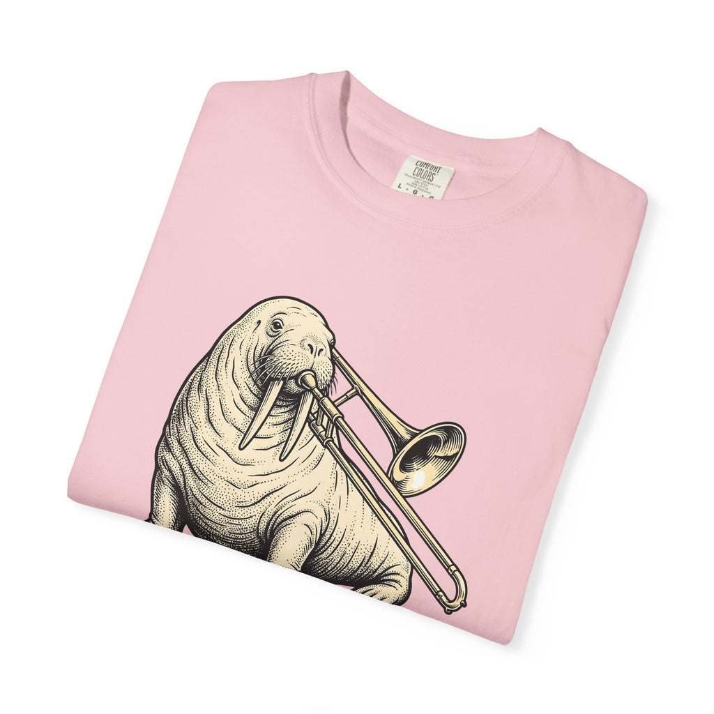 Walrus Trombone Shirt Animals Music Gift Women Vintage Tee Tusk T-Shirt Wildlife Fan Retro Tshirt Melody Graphic Hand Drawn Musical