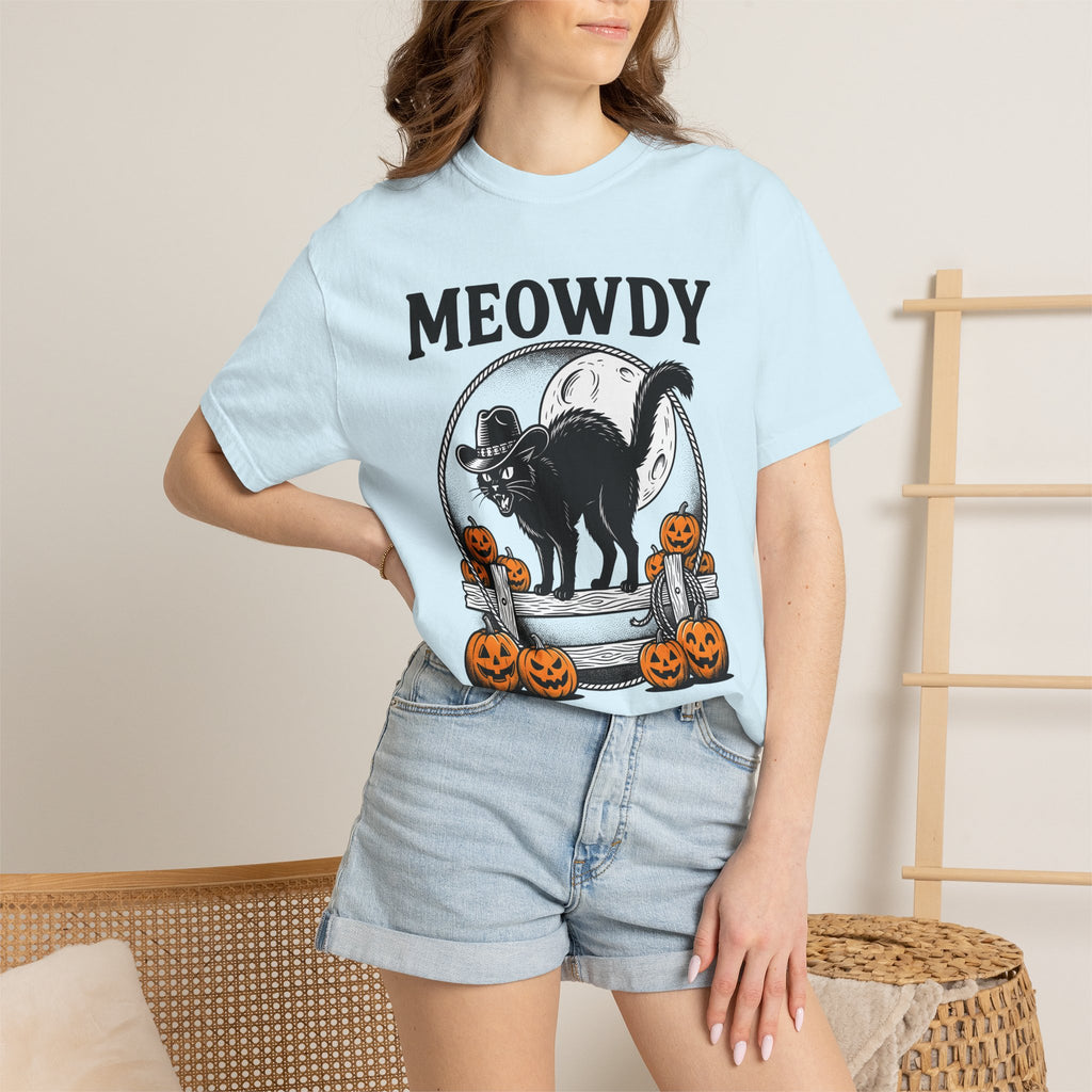 Western Cat Shirt Cowgirl Spooky Gift Women Rustic Tee Cat T-Shirt Rodeo Fan Country Tshirt Horror Graphic Classic Gourds Tshirt