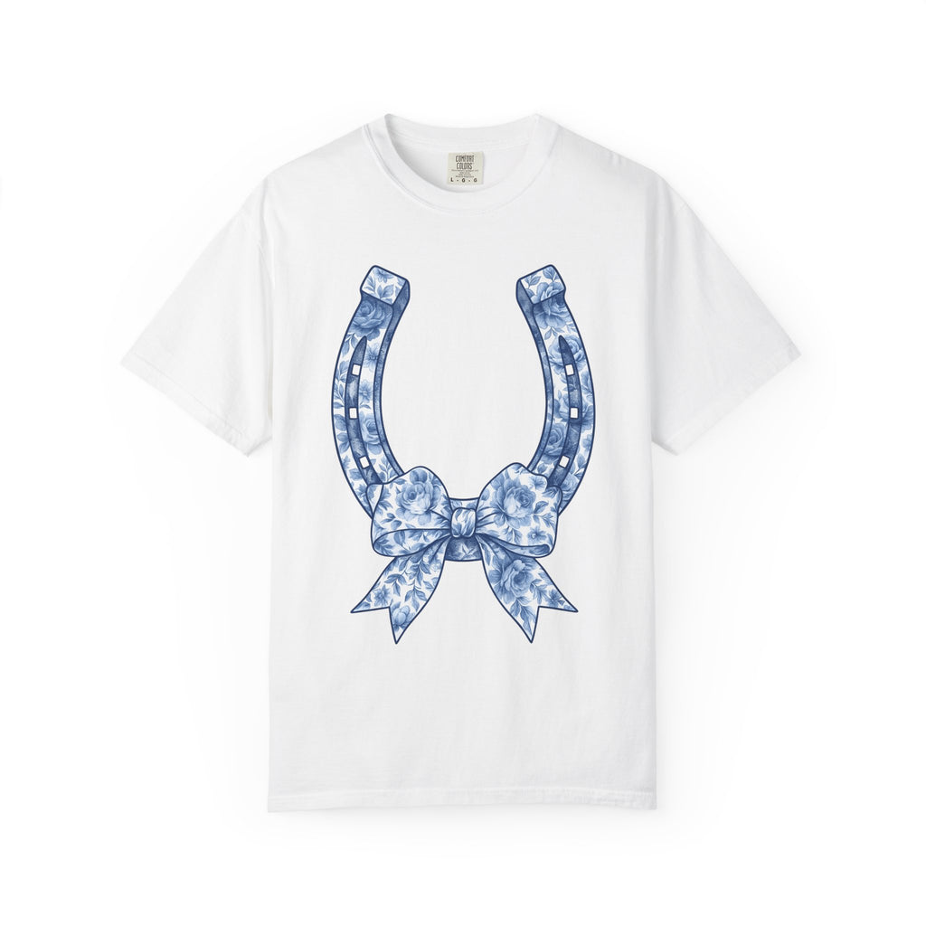 Horseshoe Ribbon Shirt Cowgirl Cowboy Gift Women Botanical Tee Horseshoe Ribbon T-Shirt Rodeo Fan Vintage Tshirt Cowboy Graphic Classic