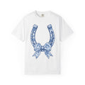 Horseshoe Ribbon Shirt Cowgirl Cowboy Gift Women Botanical Tee Horseshoe Ribbon T-Shirt Rodeo Fan Vintage Tshirt Cowboy Graphic Classic