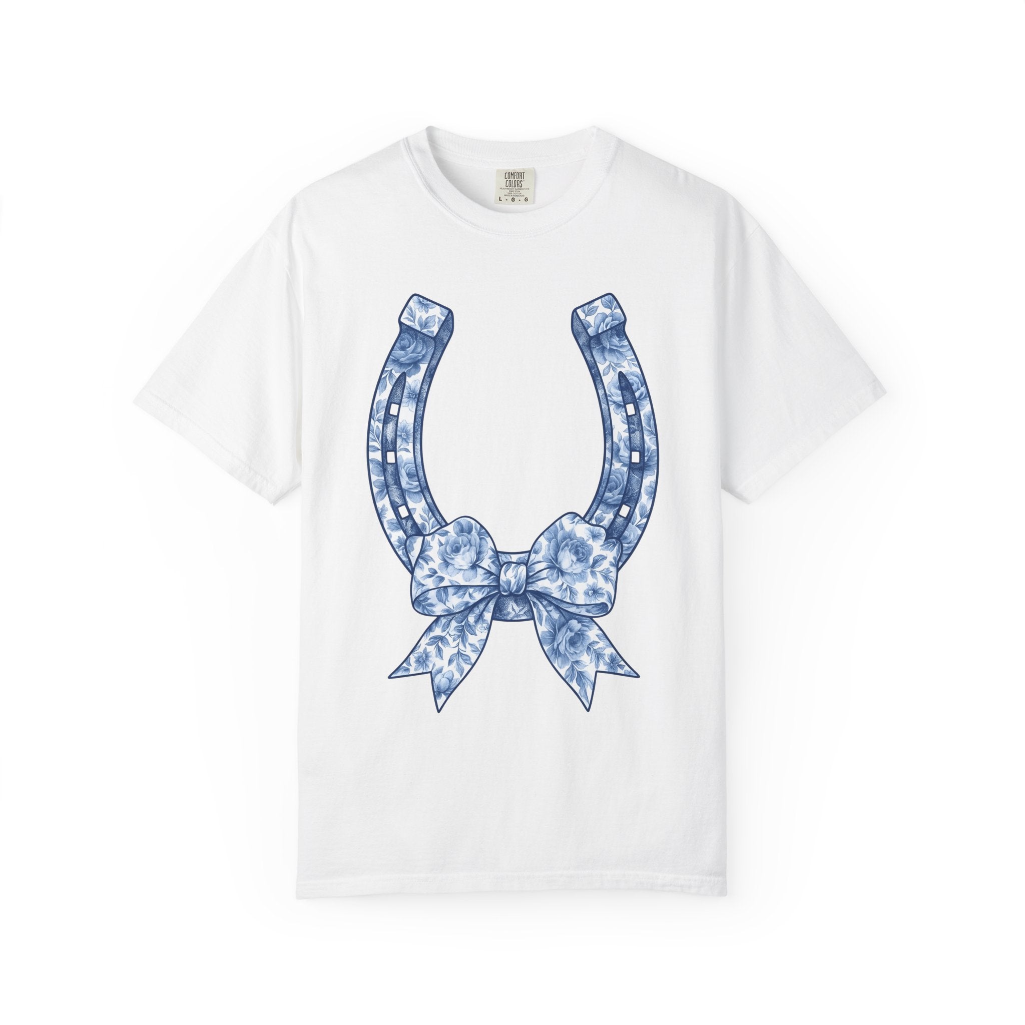 Horseshoe Ribbon Shirt Cowgirl Cowboy Gift Women Botanical Tee Horseshoe Ribbon T-Shirt Rodeo Fan Vintage Tshirt Cowboy Graphic Classic