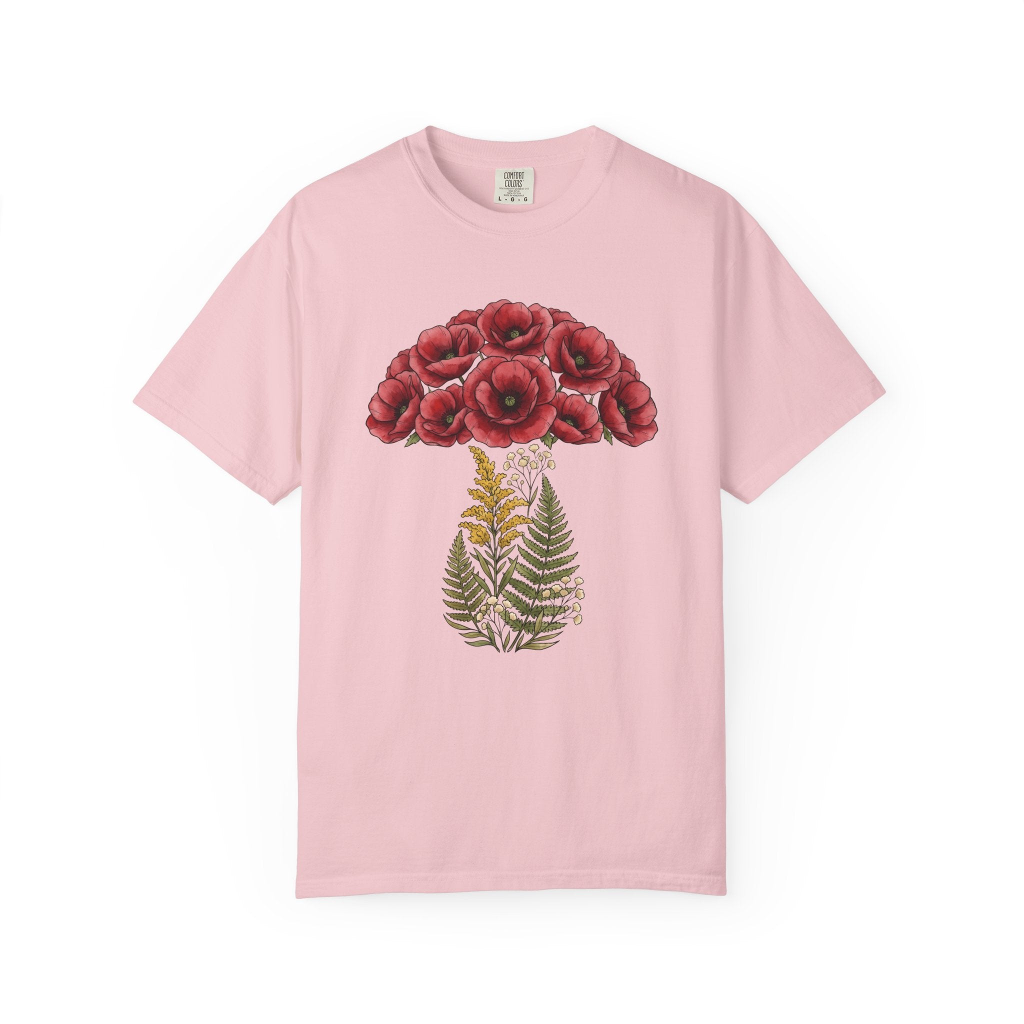 Bloom Mushroom Shirt Cottagecore Plants Gift Women Herbal Tee Fungus T-Shirt Cottagecore Fan Botanical Tshirt Floral Graphic Hand Drawn