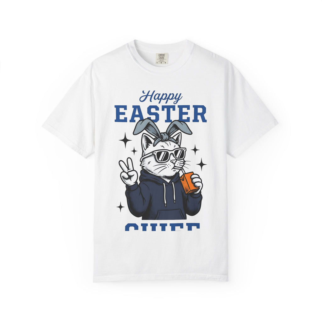 Kitty Bunny Ears Shirt Easter Felines Gift Women Hand Drawn Tee Bunny Ears T-Shirt Easter Fan Cartoon Tshirt Cat Graphic Old School Eyewear