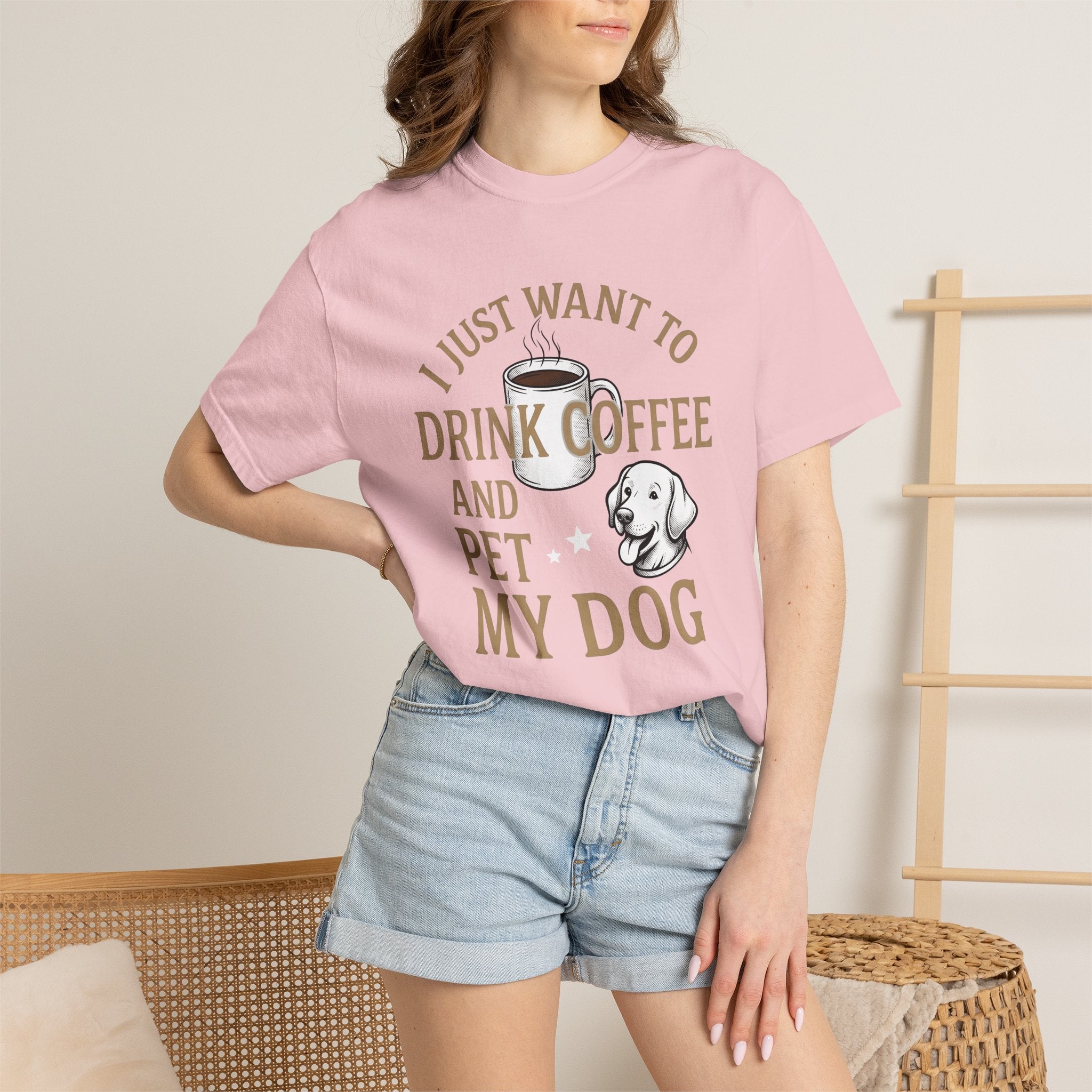 Dog Coffee Cup Shirt Dog Coffee Gift Women Vintage Tee Coffee Mug T-Shirt Dog Fan Retro Tshirt Caffeinated Graphic Hand Drawn Stars Tshirt