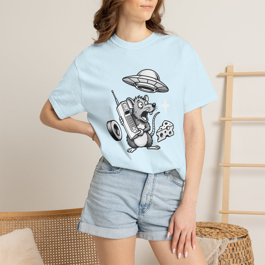 Funny Rat Shirt Funny Mammals Gift Women Comic Tee Rodent T-Shirt Humor Fan Cartoon Tshirt Animal Graphic Sketch Spaceship Tshirt