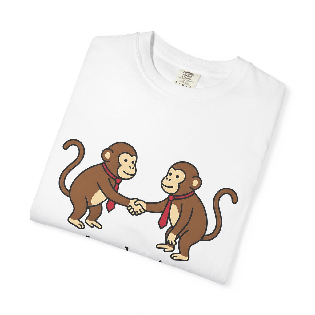 Baboon Handshake Shirt Funny Fauna Gift Women Graphic Tee Monkey T-Shirt Humor Fan Primate Graphic Design Wildlife Modern Collar Accessory