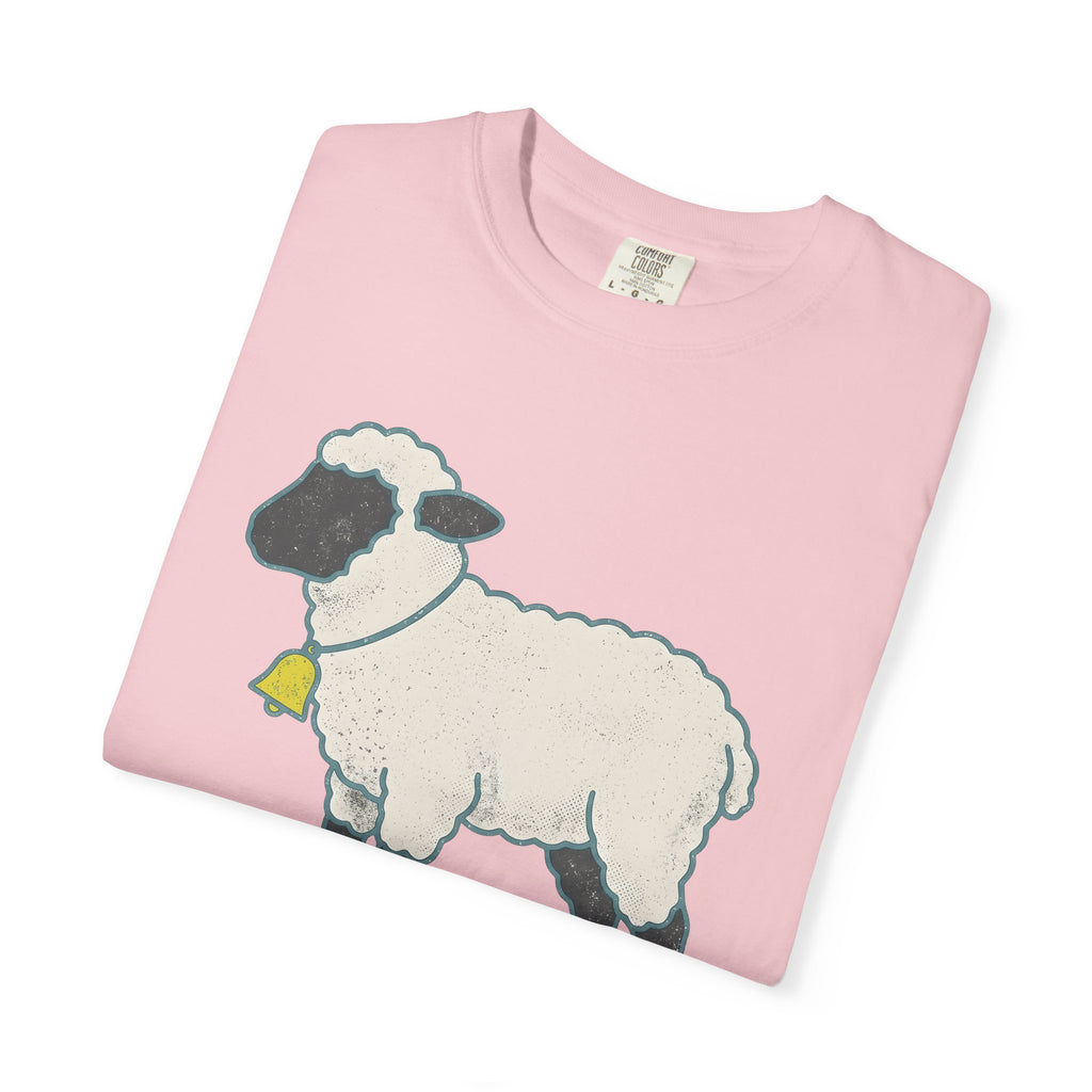 Lamb Shirt Easter Critter Gift Women Line Art Tee Sheep T-Shirt Spring Fan Illustration Graphic Tshirt Cartoon Bell Charm Tshirt