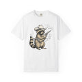 Raccoon Western Hat Shirt Cowgirl Wildlife Gift Women Retro Tee Trash Panda T-Shirt Cowgirl Fan Vintage Tshirt Animal Graphic Sketch Pistol