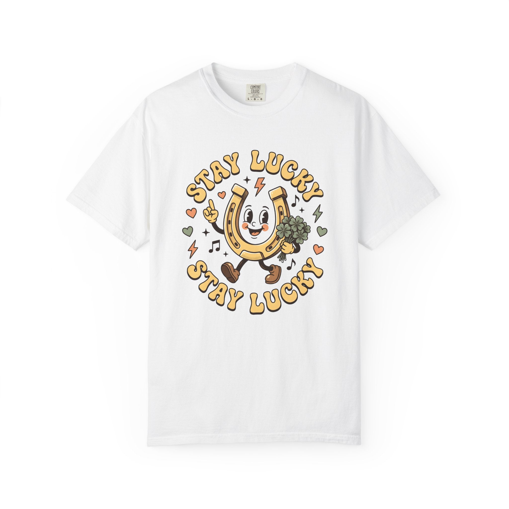 Horseshoe Shirt St. Patrick's Day Luck Gift Women Cartoon Tee Horseshoe T-Shirt Irish Fan Comic Tshirt Fortune Graphic Retro Shamrock Tshirt