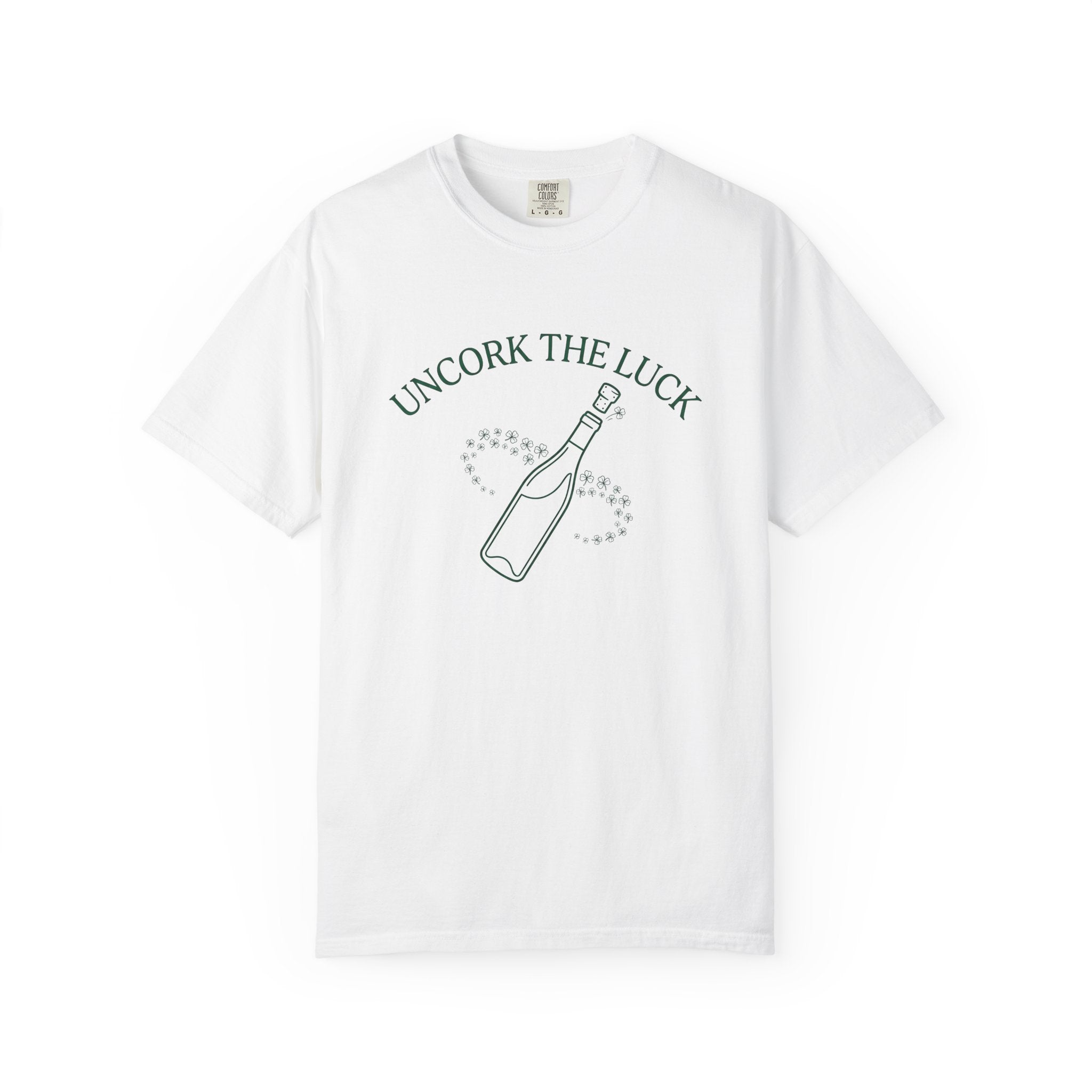 Champagne Bottle Shirt St Patrick's Day Alcohol Gift Women Simple Tee Champagne T-Shirt Irish Fan Vintage Tshirt Boozy Graphic Retro Clover