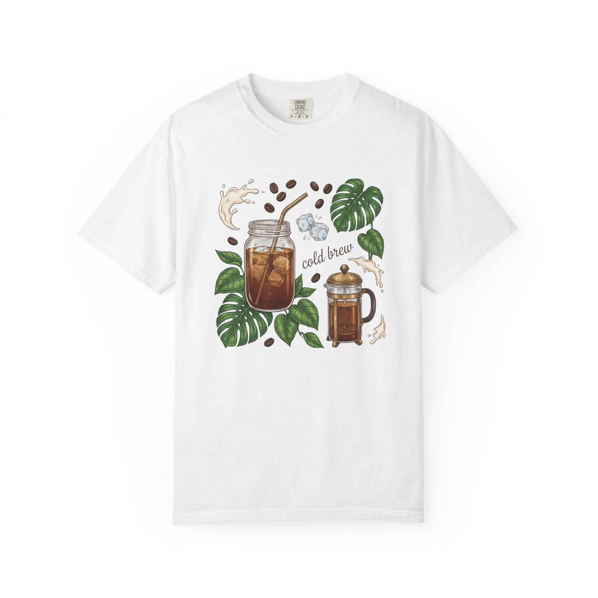 Iced Coffee Jar Shirt Coffee Foodie Gift Women Hand Drawn Tee Cold Brew T-Shirt Coffee Fan Illustrated Tshirt Food Graphic Vintage Coffee