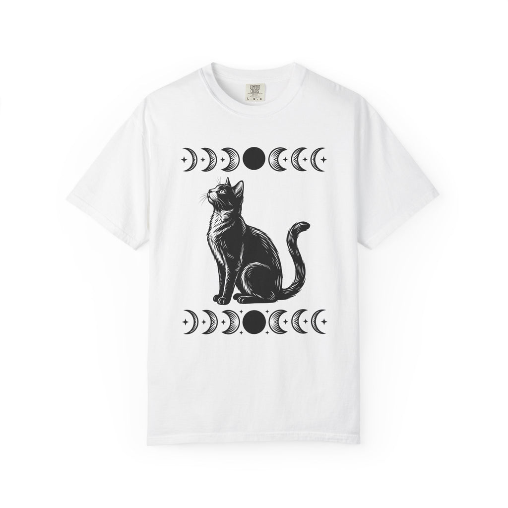 Ebony Cat Shirt Cat Wizardry Gift Women Tribal Tee Black Cat T-Shirt Cat Fan Tribal Tshirt Magic Graphic Antique Moon Cycle Tshirt