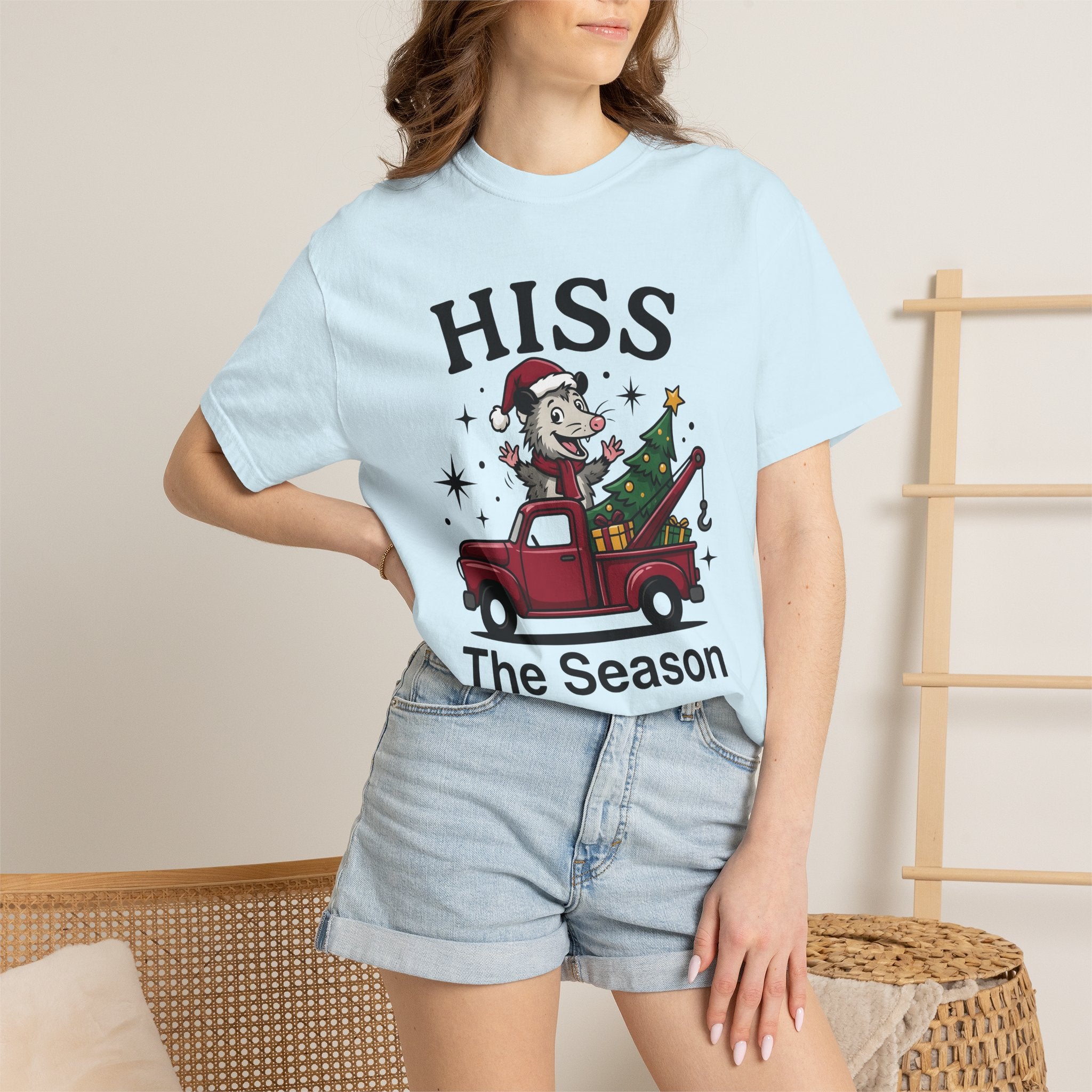 Opossum Pickup Shirt Christmas Wildlife Gift Women Comic Tee Possum T-Shirt Christmas Fan Cartoon Tshirt Wildlife Graphic Vintage Holiday