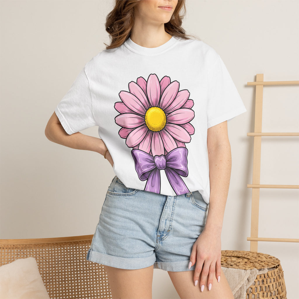 Daisy Bloom Shirt Easter Bouquet Gift Women Sketch Tee Flower T-Shirt Easter Fan Floral Tshirt Floral Graphic Retro Bow Tshirt
