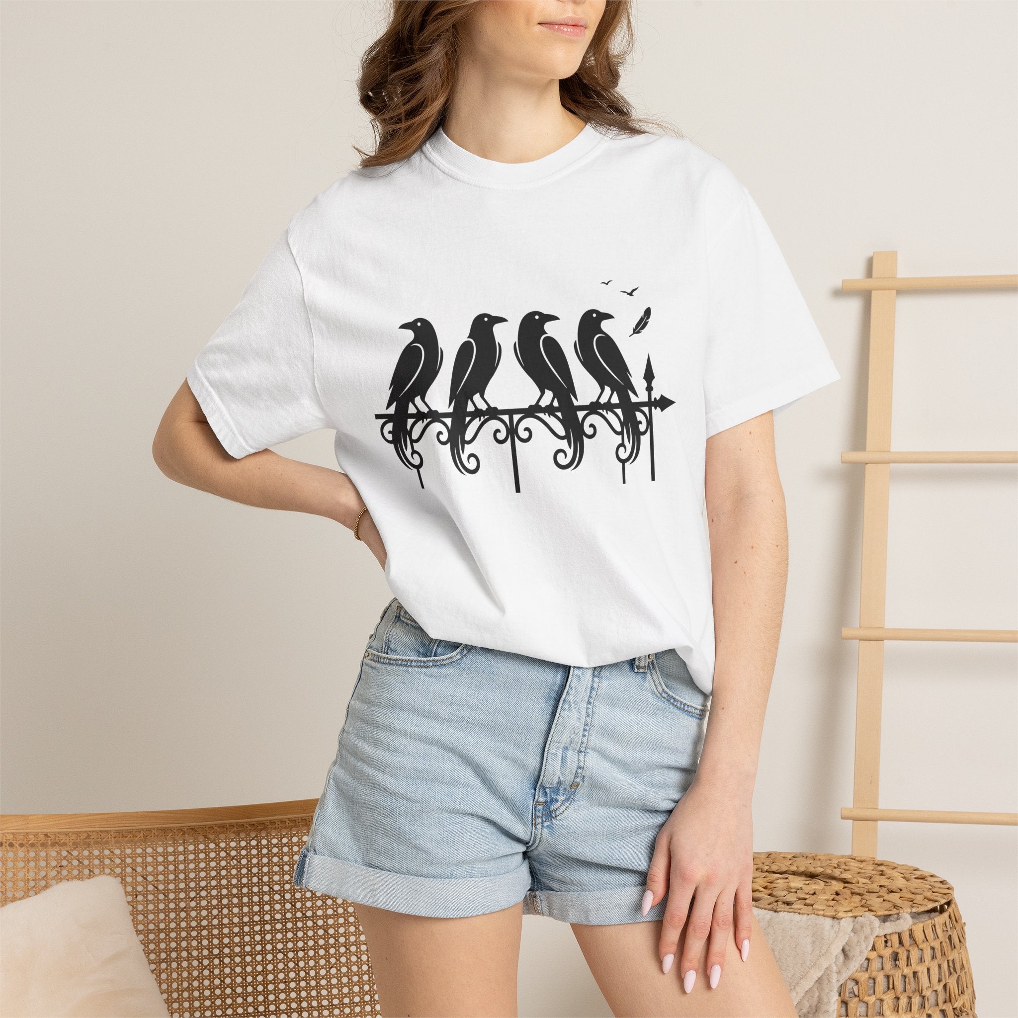 Blackbird Shape Shirt Halloween Wildlife Gift Women Eerie Tee Thrush T-Shirt Horror Fan Spooky Tshirt Animal Graphic Clean Metal Design
