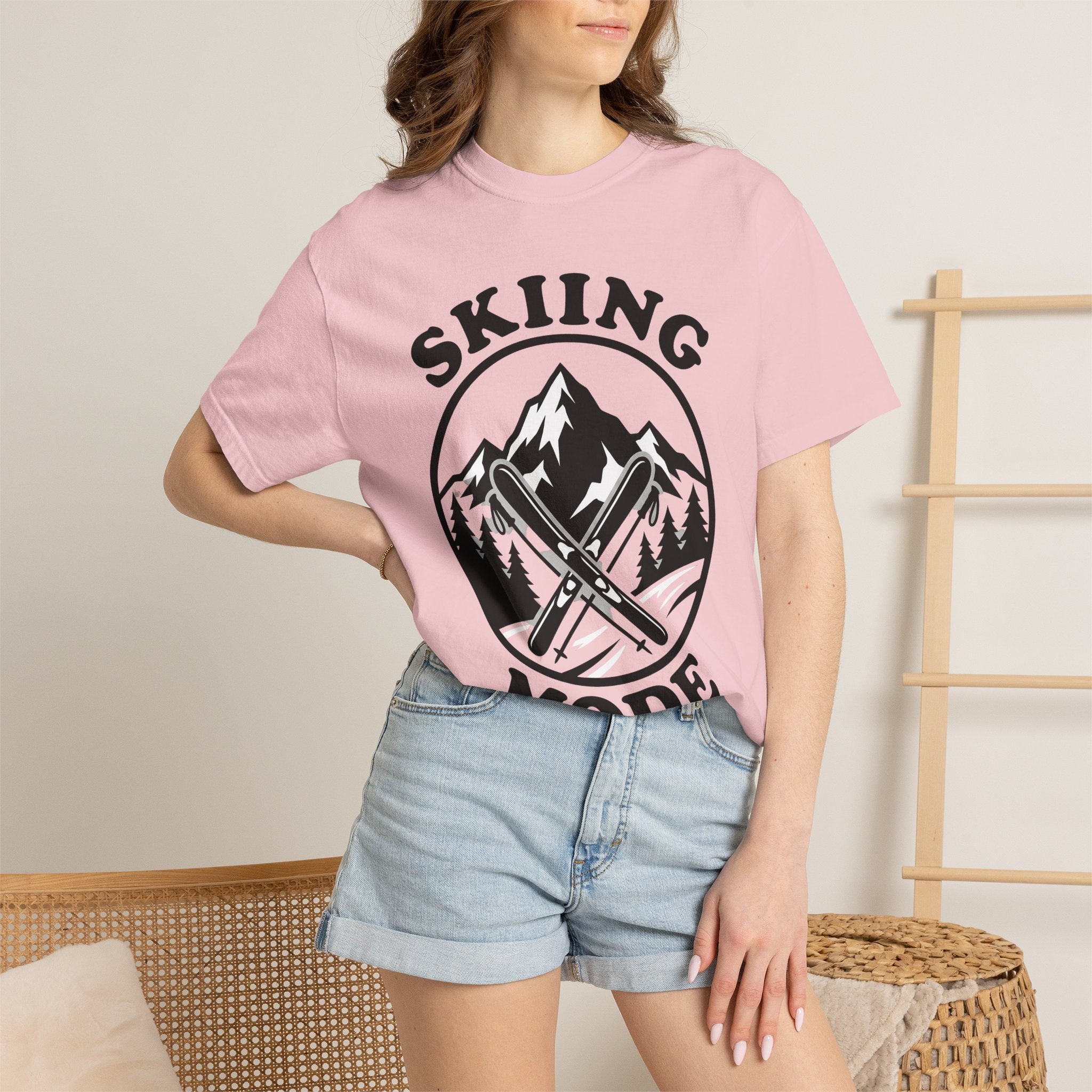 Crossed Skis Shirt Skiing Adventure Gift Women Bold Graphic Tee Skis T-Shirt Snowboarder Enthusiast Graphic Tshirt Thrill Seeker Graphic