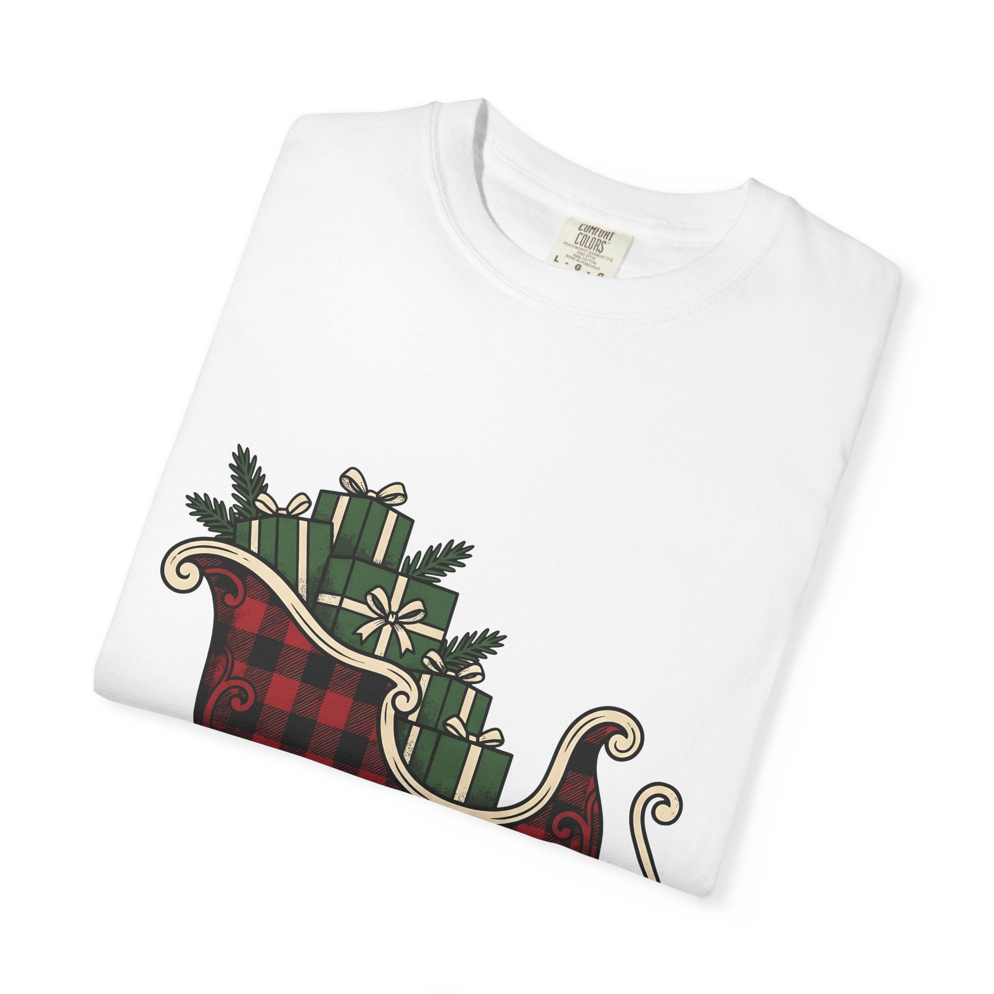 Checkered Sleigh Shirt Christmas Snow Gift Women Cabin Tee Sleigh Bell T-Shirt Xmas Fan Rustic Tshirt Frosty Graphic Country Wrapped Gifts