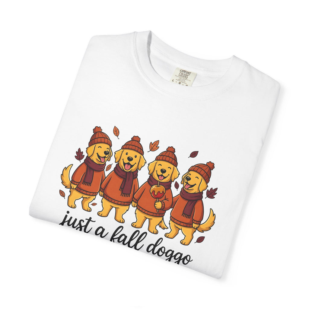 Golden Retriever Puppies Shirt Fall Animal Gift Women Anime Tee Puppy T-Shirt Autumn Fan Cartoon Tshirt Creature Graphic Doodle Maple Leaves