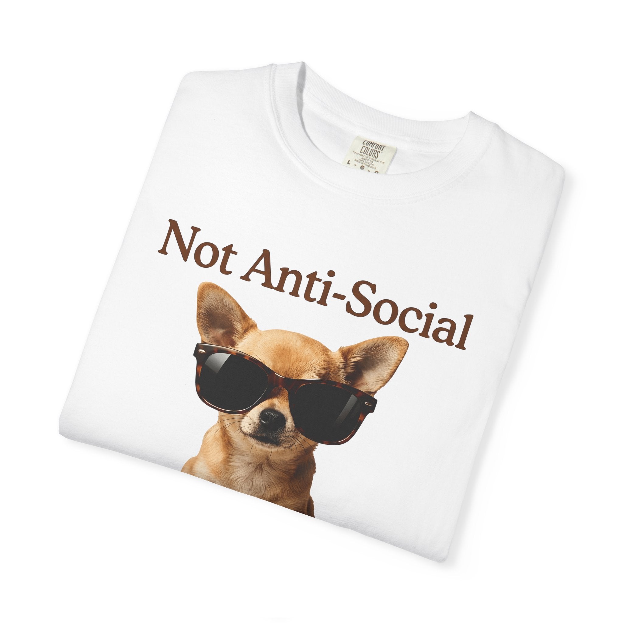 Chihuahua Sunnies Shirt Dog Jokes Gift Women Natural Tee Puppy T-Shirt Dog Fan Realistic Tshirt Humor Graphic Classic Spectacles Tshirt