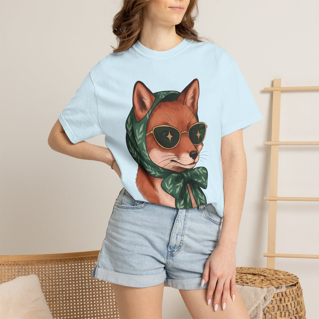 Fox Sun Glasses Shirt Animals Outfit Gift Women Cartoon Tee Fox T-Shirt Wildlife Fan Foxglasses Tshirt Fashion Graphic Illustrative Wrap