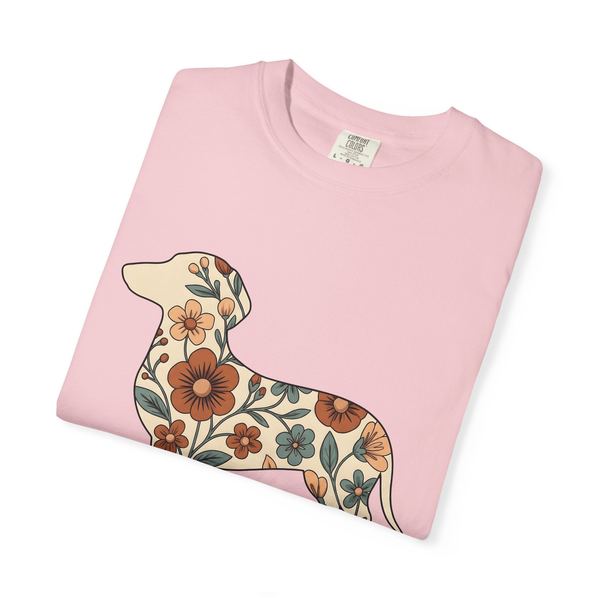 Dachshund Puppy Shirt Dog Blossom Gift Women Rustic Tee Wiener Dog T-Shirt Dog Fan Country Tshirt Floral Graphic Retro Flower Design Tshirt