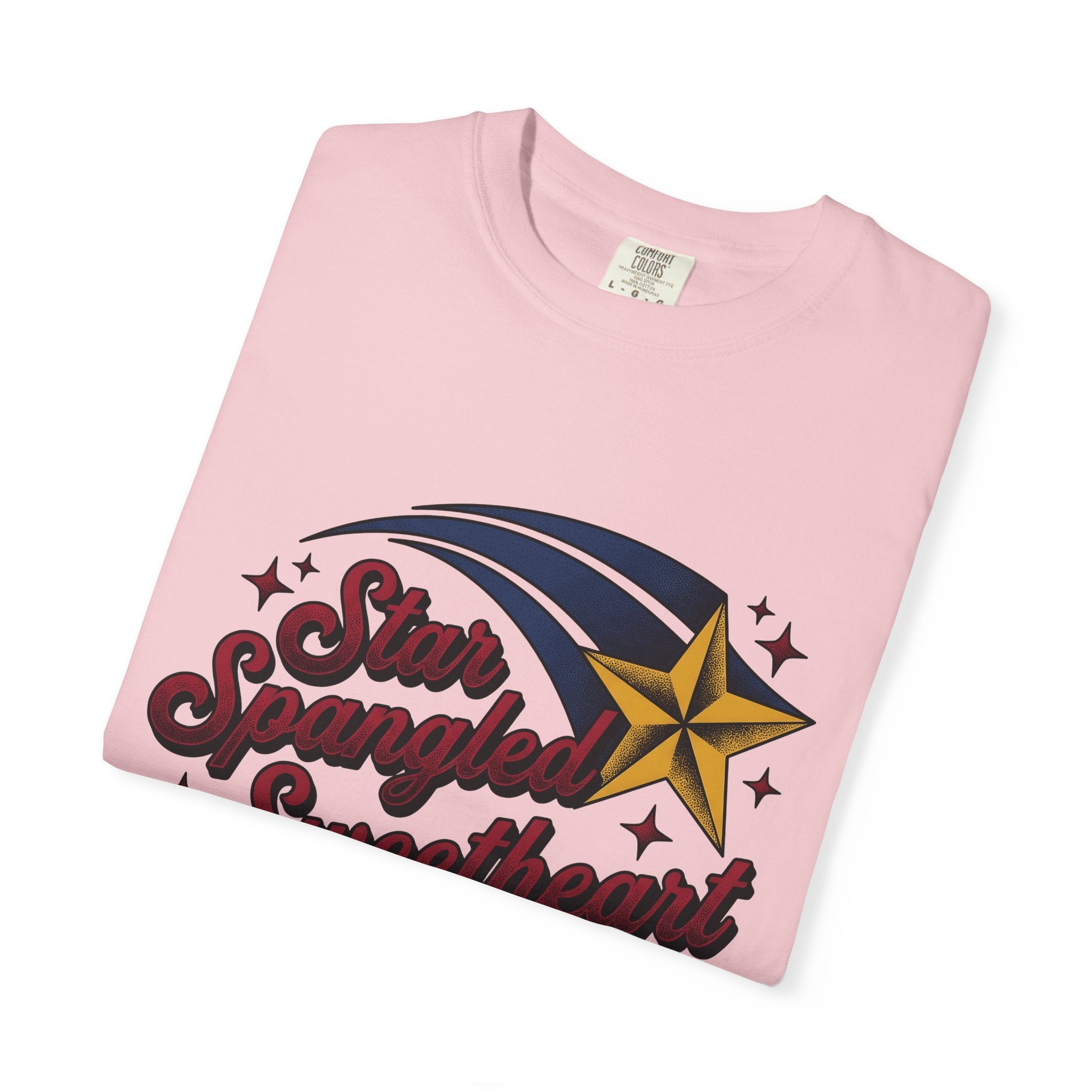 Shooting Star Shirt 4th Of July Flag Gift Women Graphic Tee Meteor T-Shirt Independence Fan Illustrated Design Patriotic Graphic Vintage