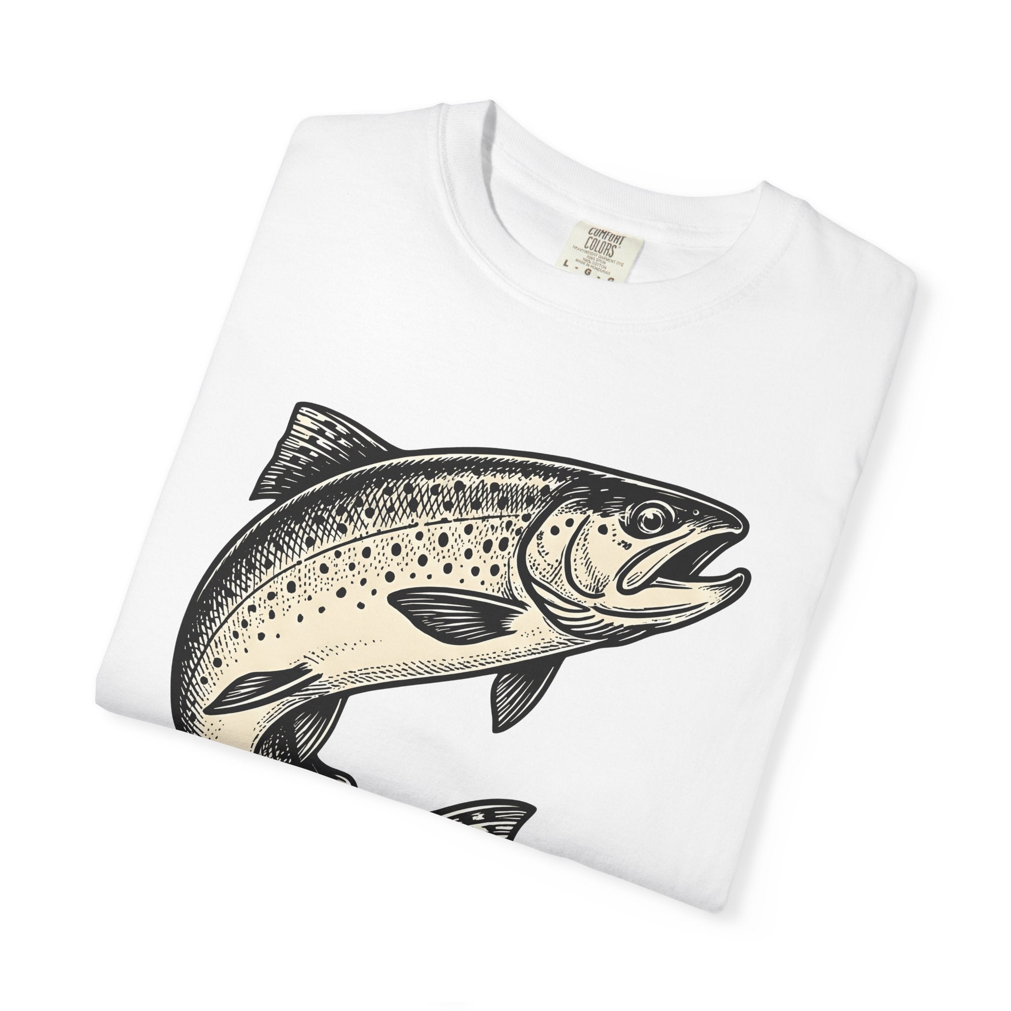 Brown Trout Shirt Fishing Nature Gift Women Old School Tee Trout T-Shirt Angler Fan Wildlife Graphic Tshirt Outline Speckles Tshirt