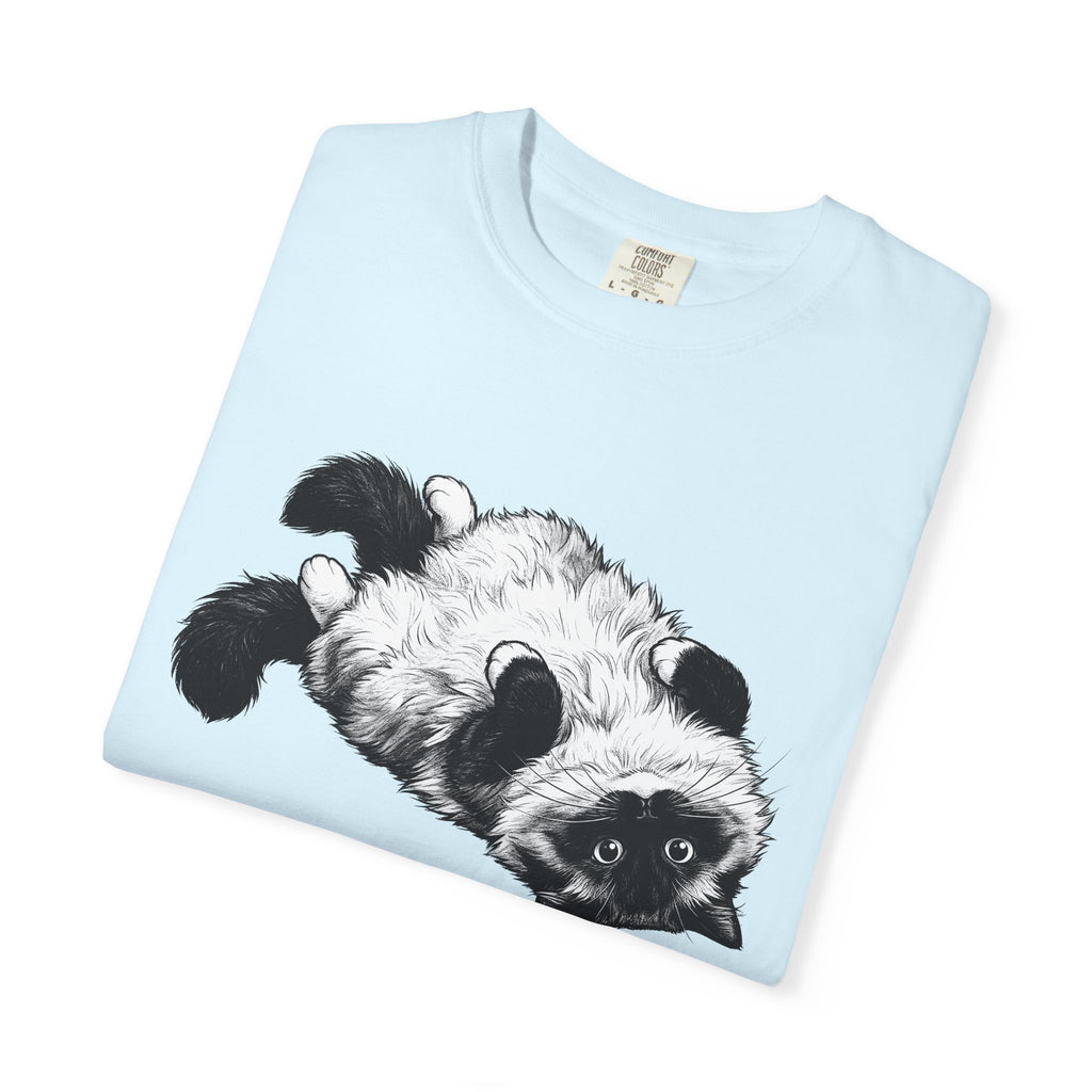 Fluffy Cat Shirt Cat Pet Supplies Gift Women Illustration Tee Kitten T-Shirt Cat Fan Feline Tshirt Pet Graphic Simple Playful Pose Tshirt
