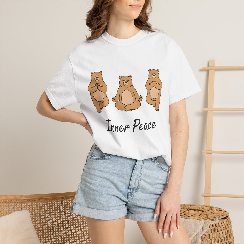 Meditation Bear Shirt Yoga Wildlife Gift Women Kawaii Tee Bear T-Shirt Yoga Enthusiast Cute Tshirt Animal Graphic Simple Zen Pose Tshirt