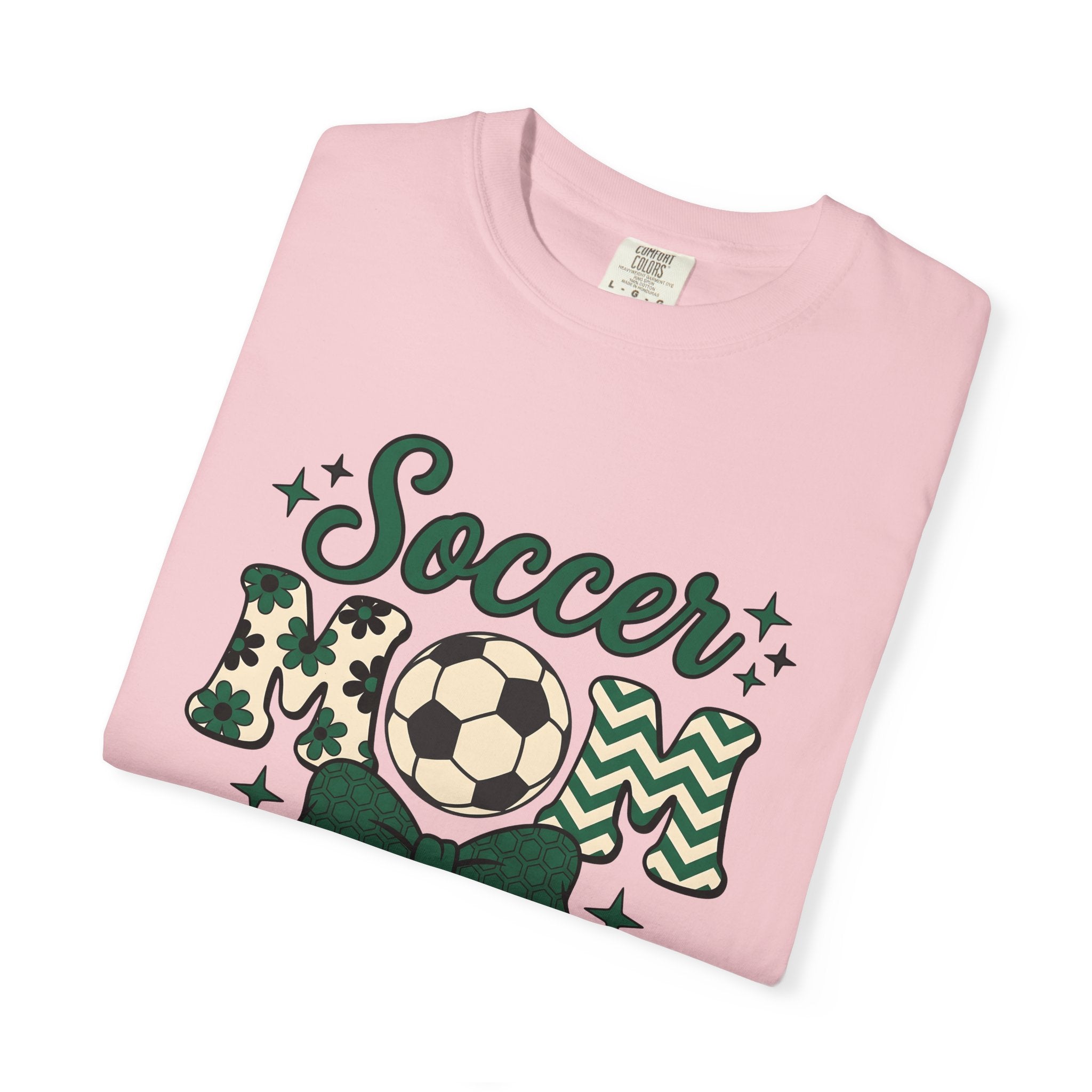 Soccer Ball Shirt Moms Athletics Gift Women Cute Tee Football T-Shirt Mom Enthusiast Adorable Tshirt Sports Graphic Vintage Ribbon Tshirt