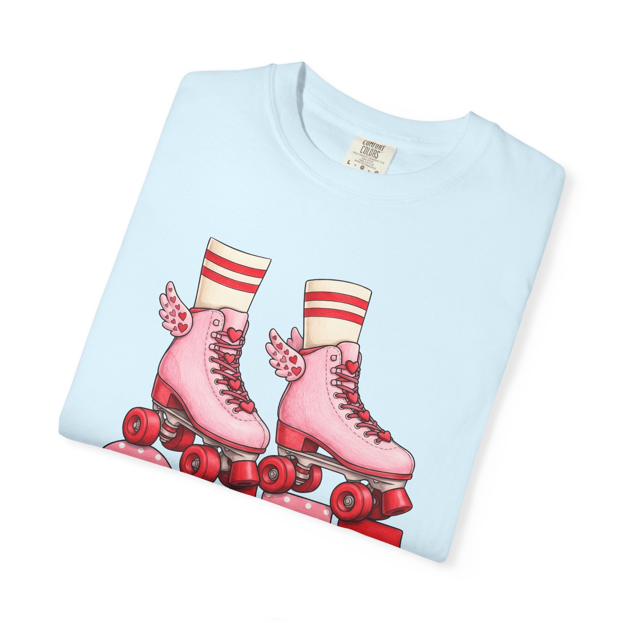 Roller Skates Shirt St. Valentine's Day Roller Gift Women Cartoon Tee Skateboard T-Shirt Valentine Fan Comic Tshirt Rollerblade Graphic