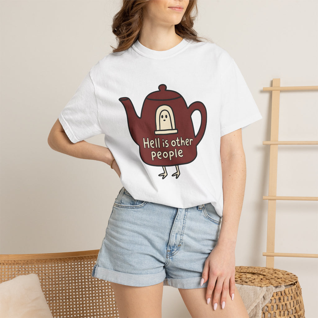 Tea Kettle Icon Shirt Boho Chic Gag Gift Women Line Art Tee Kettle T-Shirt Bohemian Fan Minimalist Tshirt Joke Graphic Basic Apparition