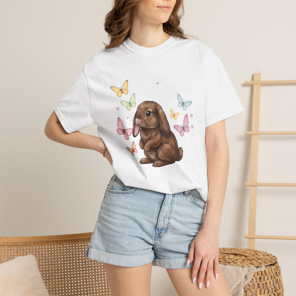 Rabbit Bunny Shirt Easter Wildlife Gift Women Paint Tee Bunny T-Shirt Easter Fan Hare Tshirt Wildlife Graphic Sketch Moths Tshirt