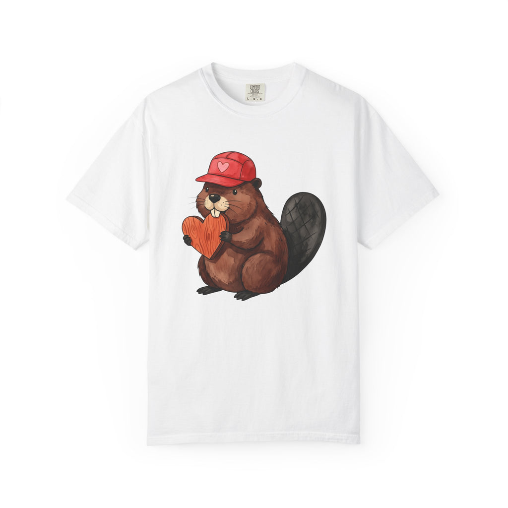 Beaver Shirt Valentine Fauna Gift Women Sweet Tee Dam T-Shirt Cupid Fan Cute Tshirt Wildlife Graphic Animation Heart Shape Tshirt