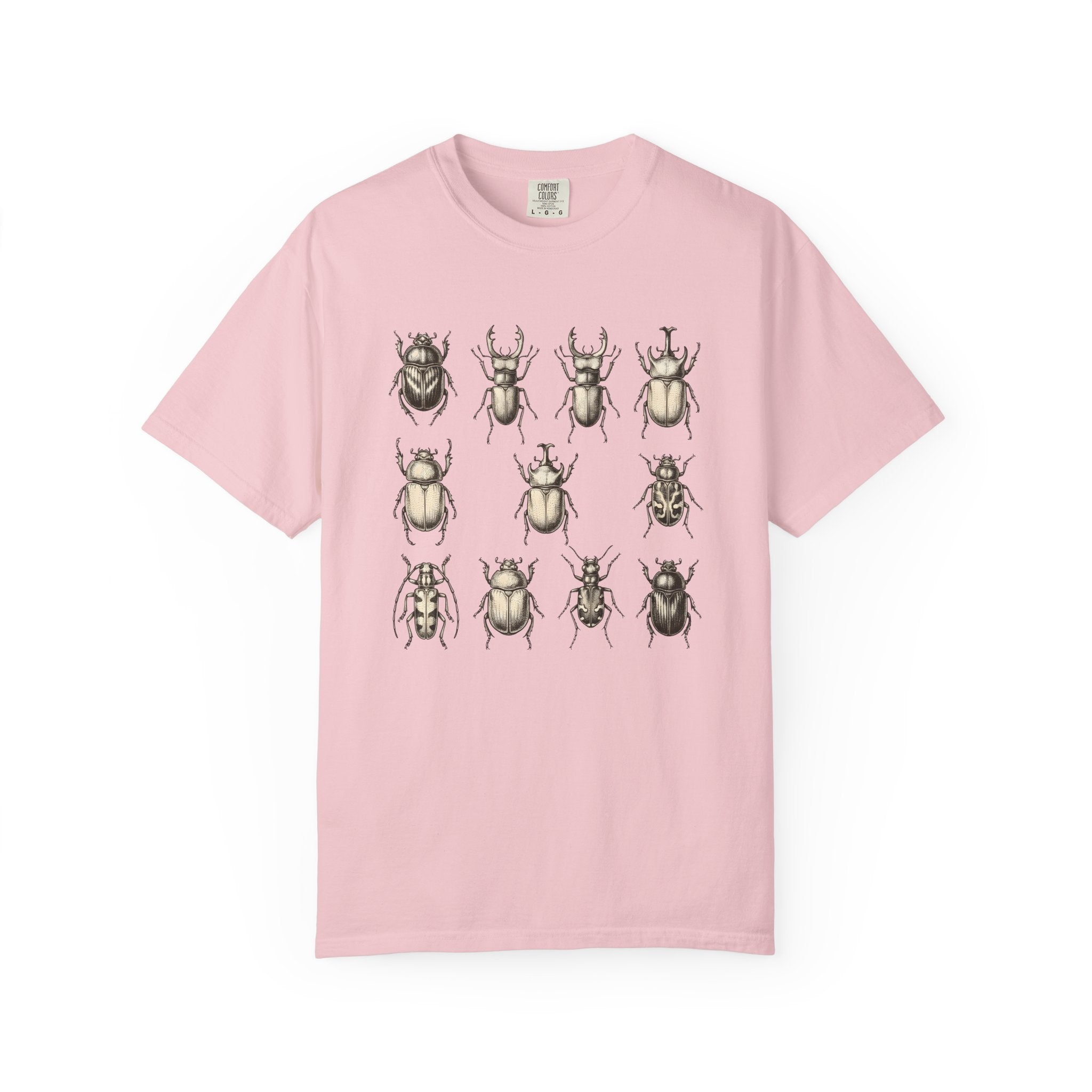 Beetle Art Shirt Cottagecore Plants Gift Women Sketch Tee Insect T-Shirt Cottage Fan Drawing Graphic Cartoon Beetle Tshirt