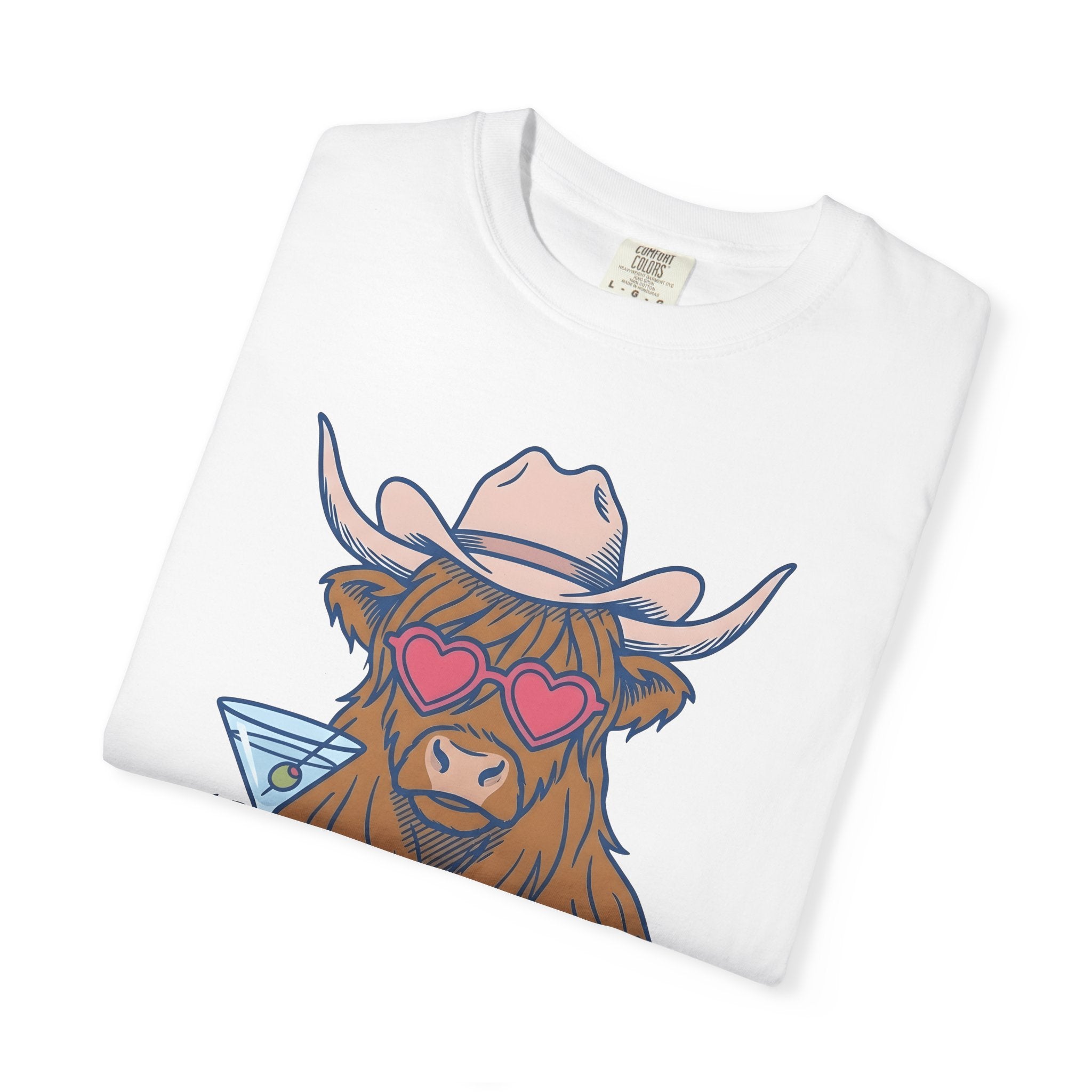 Cow Cocktail Shirt Cowgirl Celebration Gift Women Comic Tee Cocktail T-Shirt Rodeo Fan Cartoon Tshirt Party Graphic Vintage Love Glasses