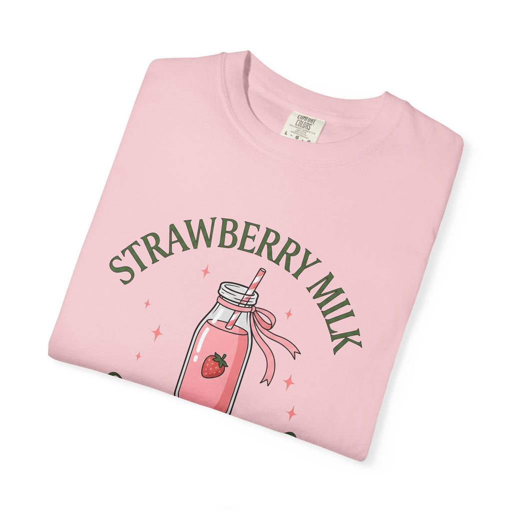 Strawberry Milk Bottle Shirt Desserts Beverage Gift Women Kawaii Tee Milk Bottle T-Shirt Dessert Fan Cute Tshirt Drink Graphic Retro Pink