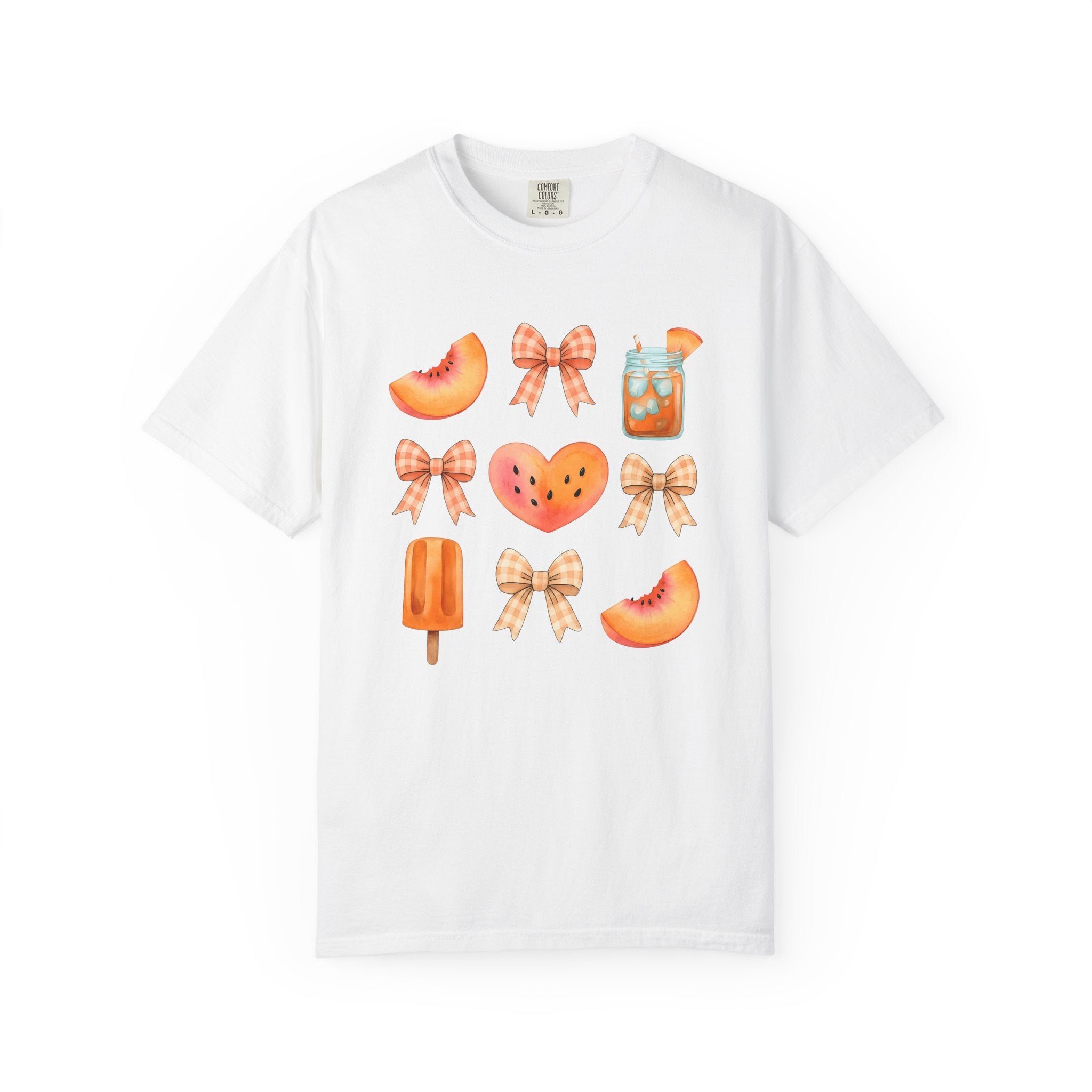 Peach Fruit Graphic Shirt Desserts Summer Gift Women Watercolor Tee Peach T-Shirt Pastry Fan Watercolour Tshirt Vacation Graphic Hand Drawn