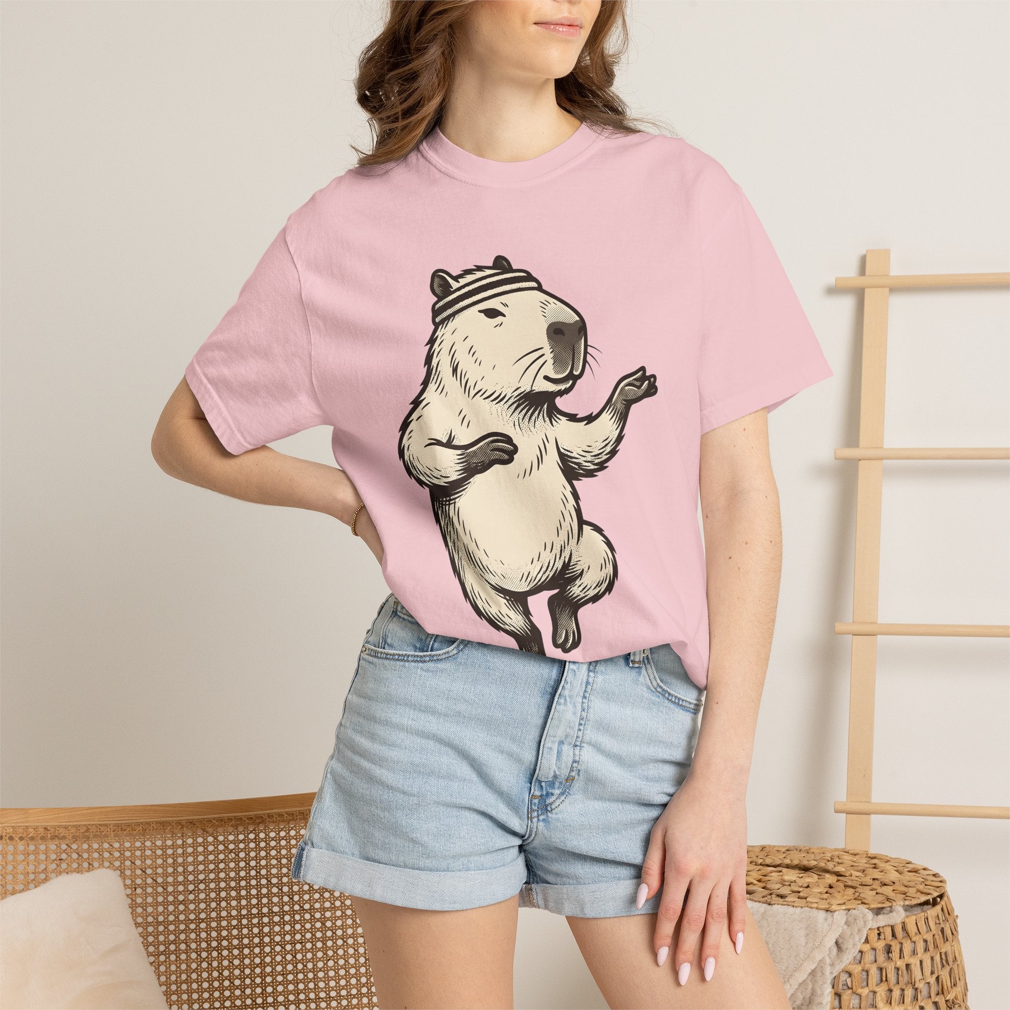 Capybara Exercise Shirt Sports Fauna Gift Women Minimalist Tee Rodent T-Shirt Athlete Fan Animal Tshirt Wildlife Graphic Doodle Hairband