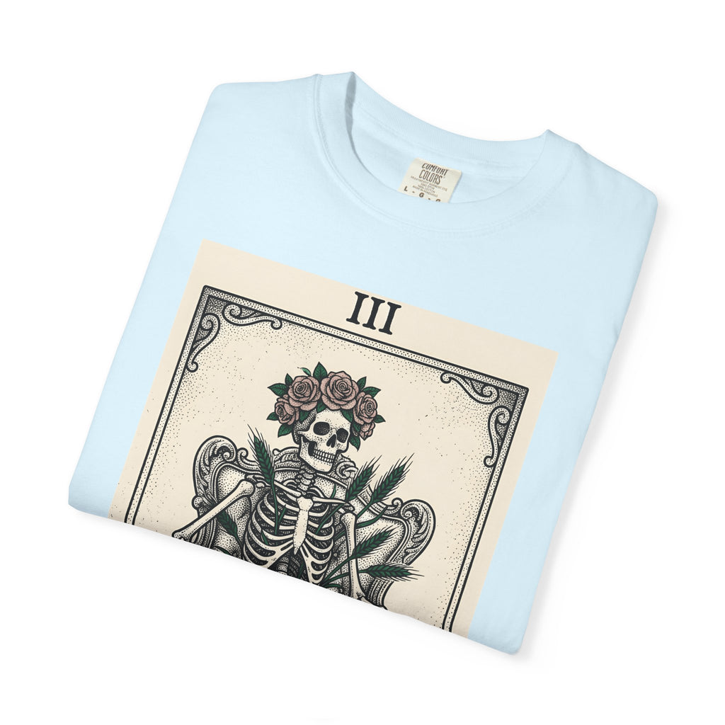 Skeleton Tarot Card Shirt Boho Chic Gothic Gift Women Boho Tee Tarot Card T-Shirt Hippie Fan Bohemian Tshirt Dark Graphic Vintage Floral