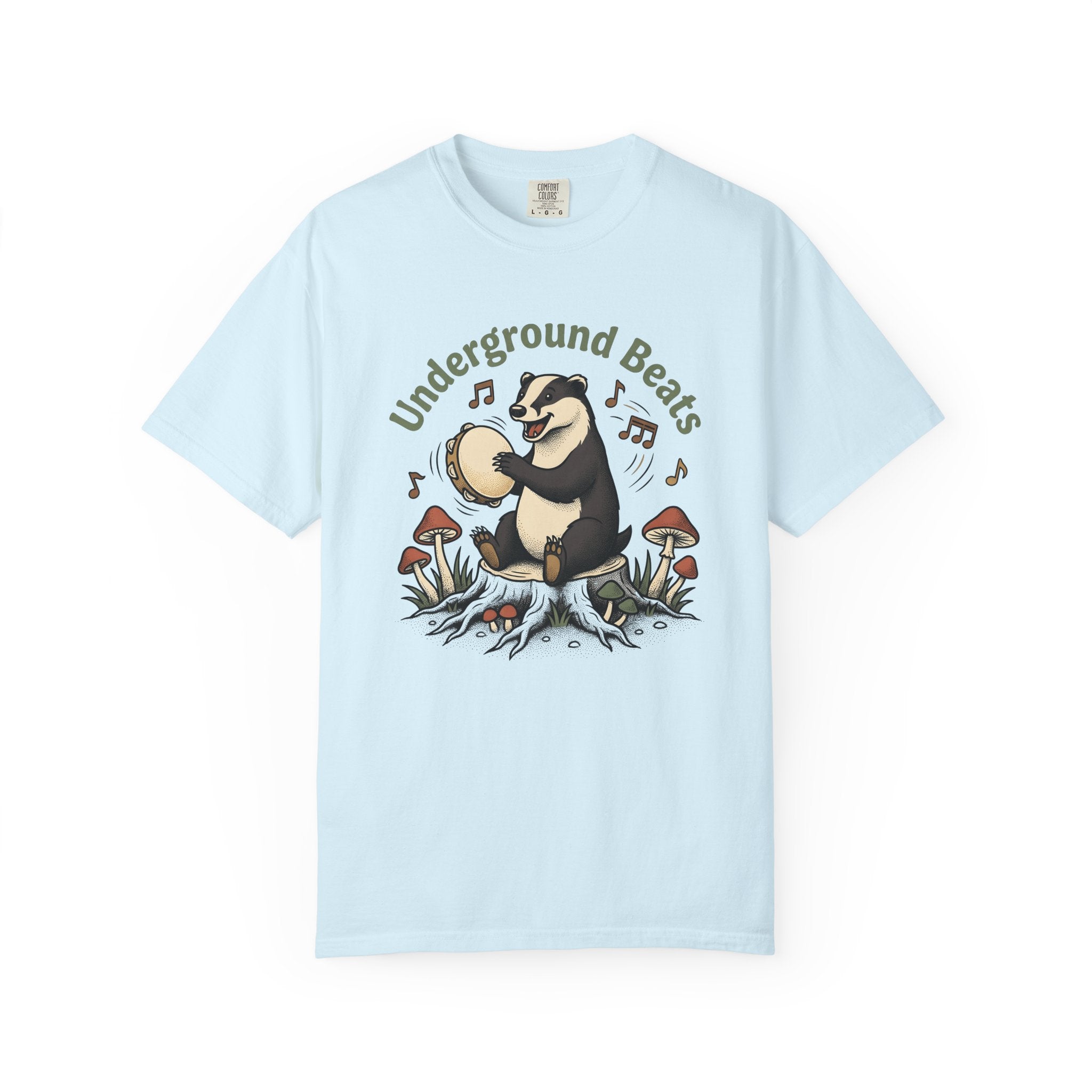 Badger Tambourine Shirt Cottagecore Forest Gift Women Playful Tee Tambourine T-Shirt Cottage Enthusiast Whimsical Tshirt Woods Graphic Retro