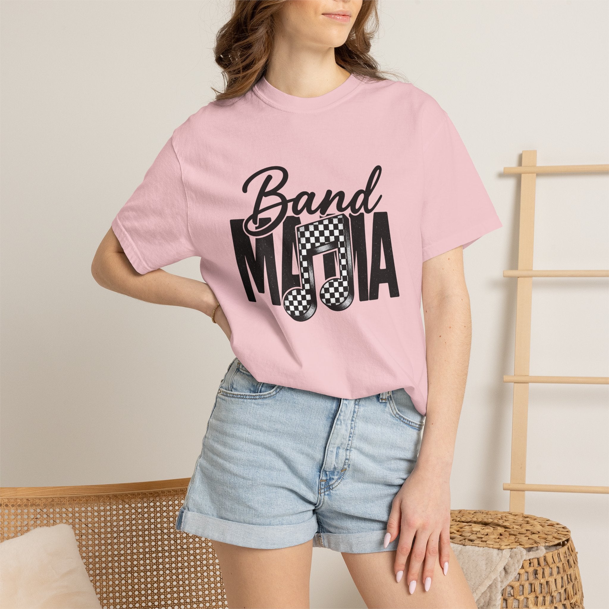 Musical Notes Shirt Band Mom Instruments Gift Women Classic Tee Music T-Shirt Band Fan Musician Tshirt Guitar Graphic Old School Chessboard